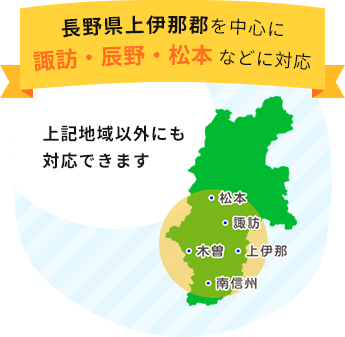 長野県上伊那郡を中心に諏訪、辰野、松本などに対応